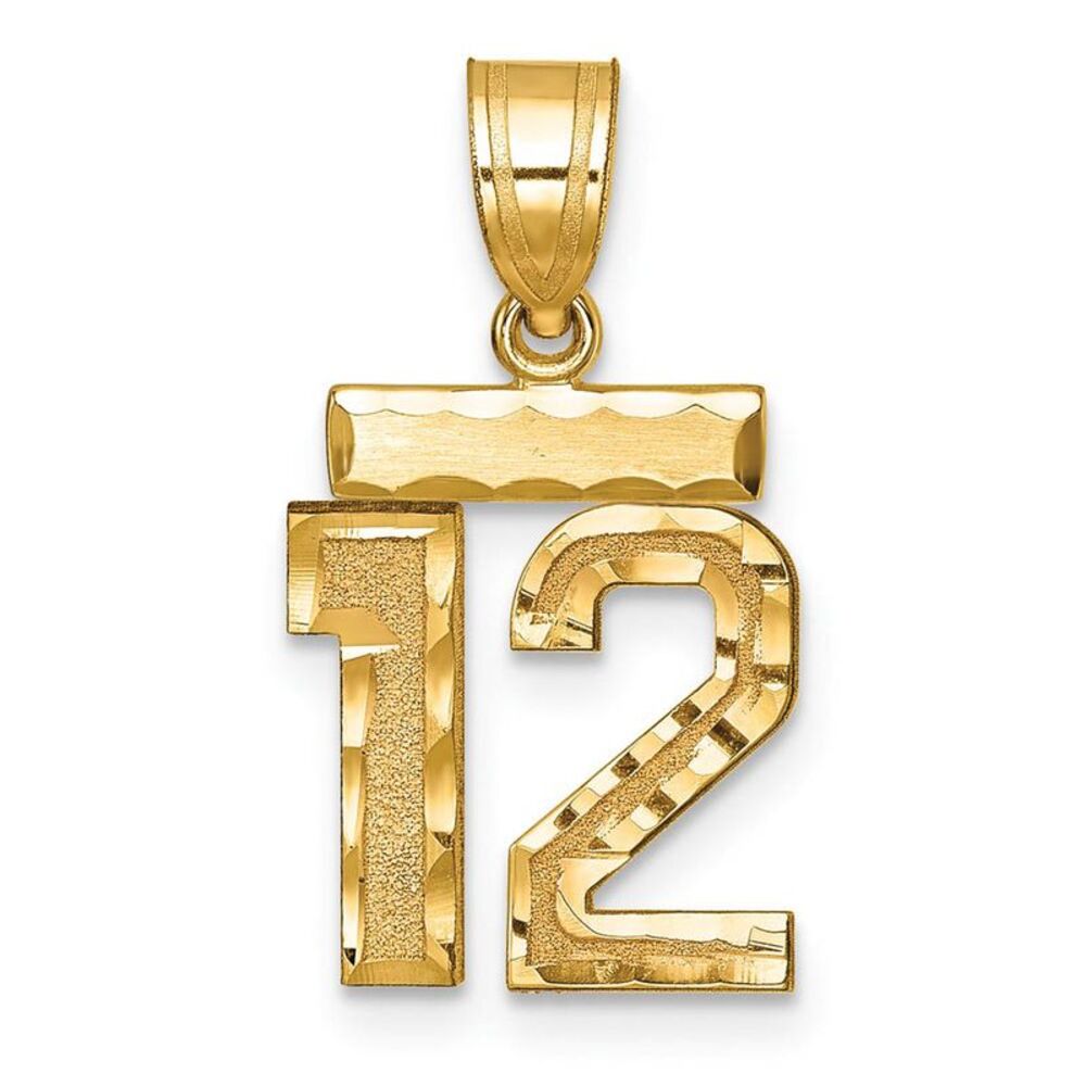 14k Yellow Gold, Varsity Collection, Small D/C Pendant Number 12